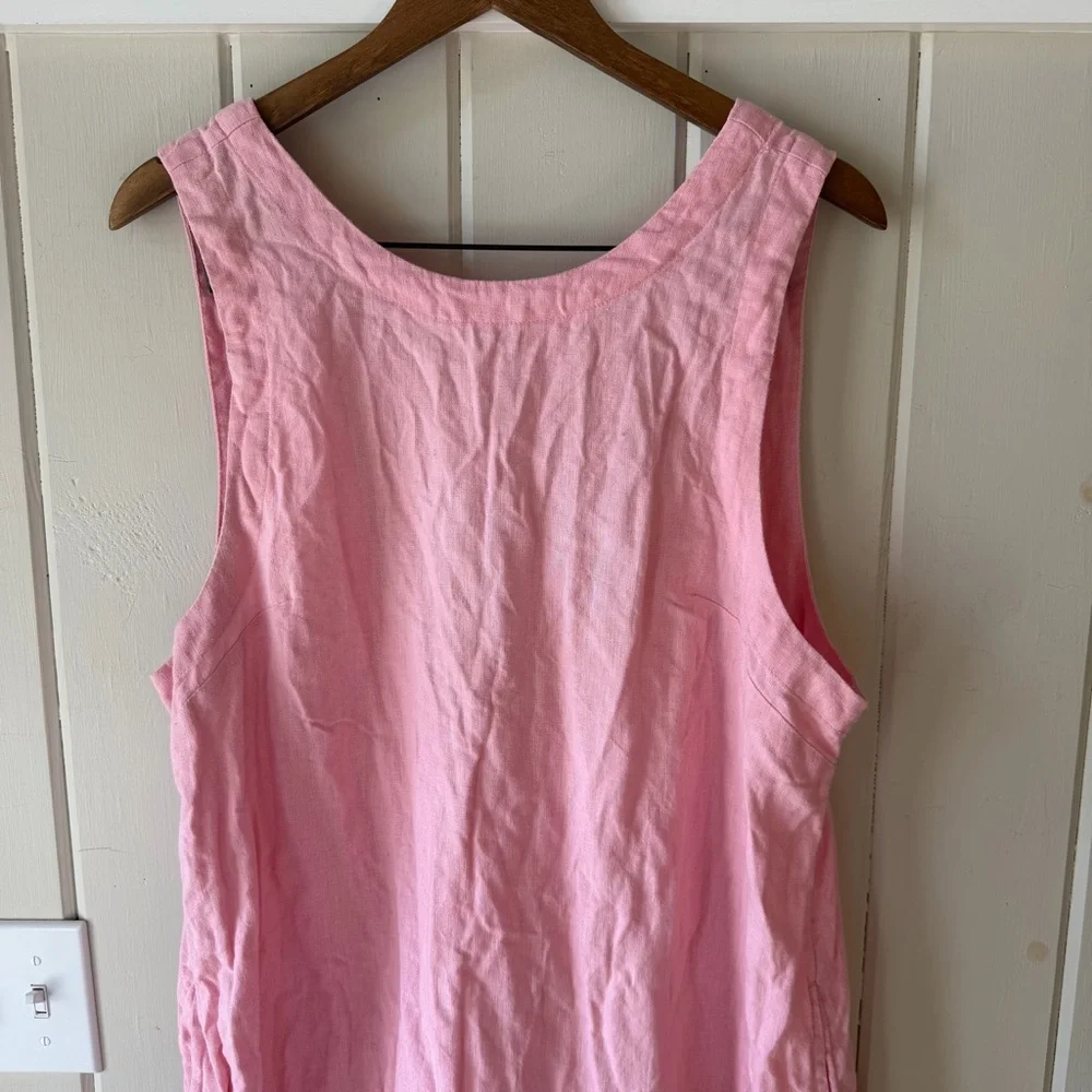 Free People Baby Pink Backless Sleeveless Linen Dress, Size XL - Picture 2 of 7